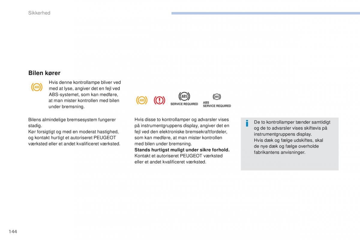 Peugeot 4008 Bilens instruktionsbog / page 146