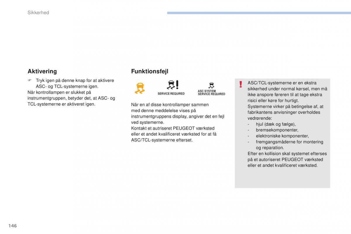 Peugeot 4008 Bilens instruktionsbog / page 148