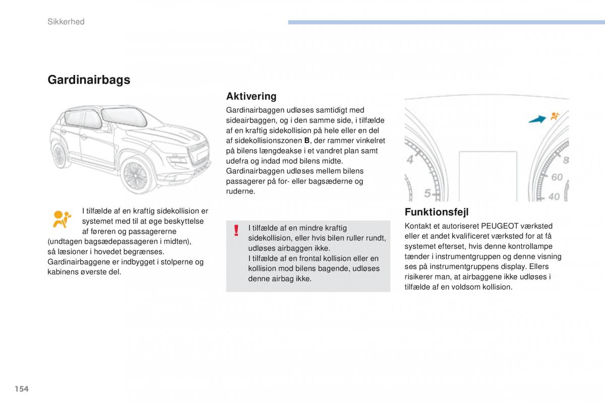 Peugeot 4008 Bilens instruktionsbog / page 156