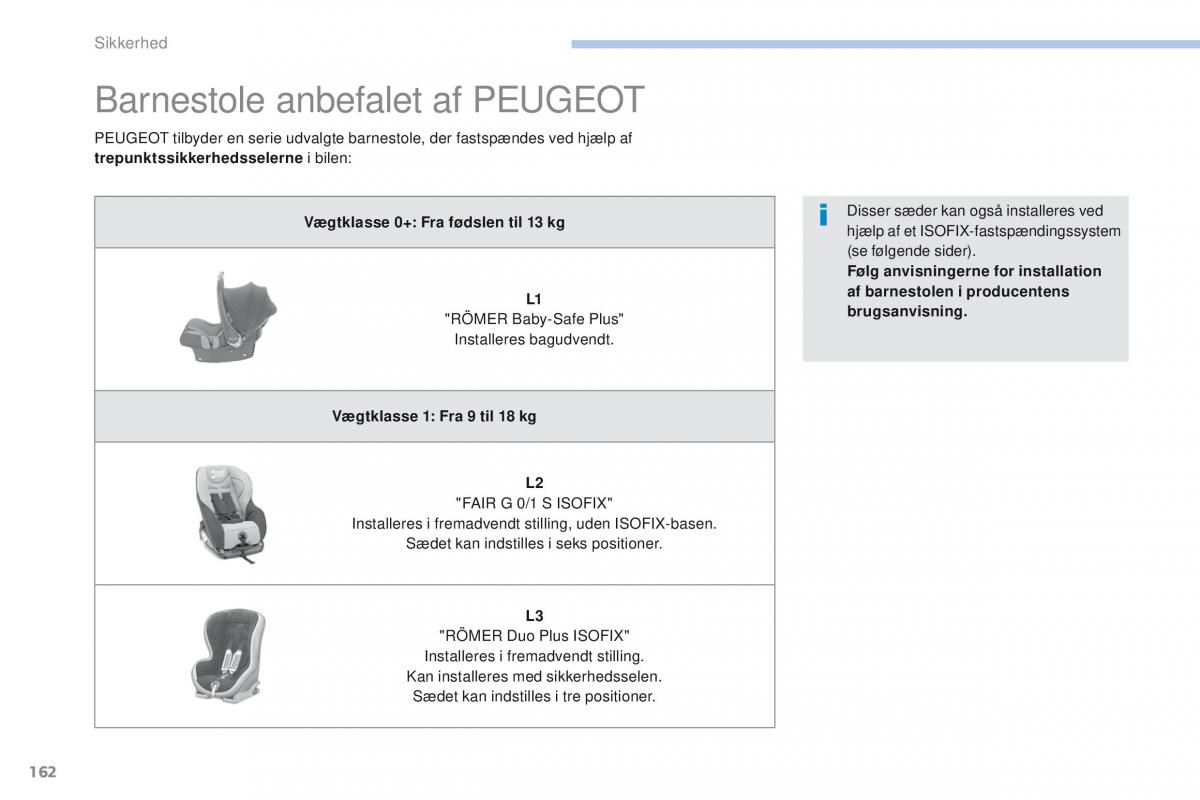 Peugeot 4008 Bilens instruktionsbog / page 164