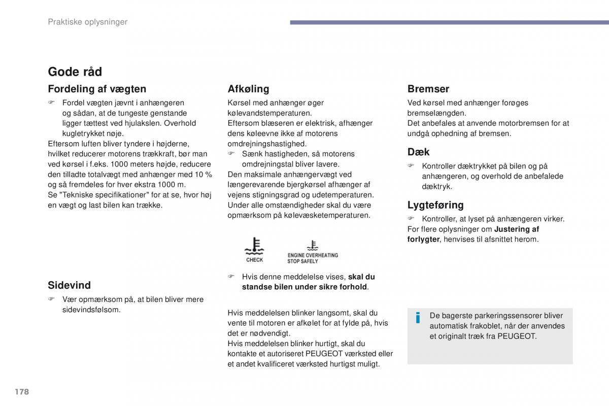 Peugeot 4008 Bilens instruktionsbog / page 180