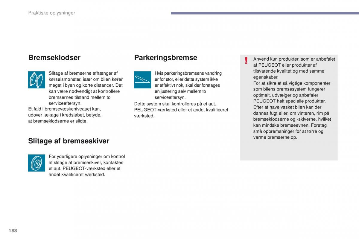 Peugeot 4008 Bilens instruktionsbog / page 190