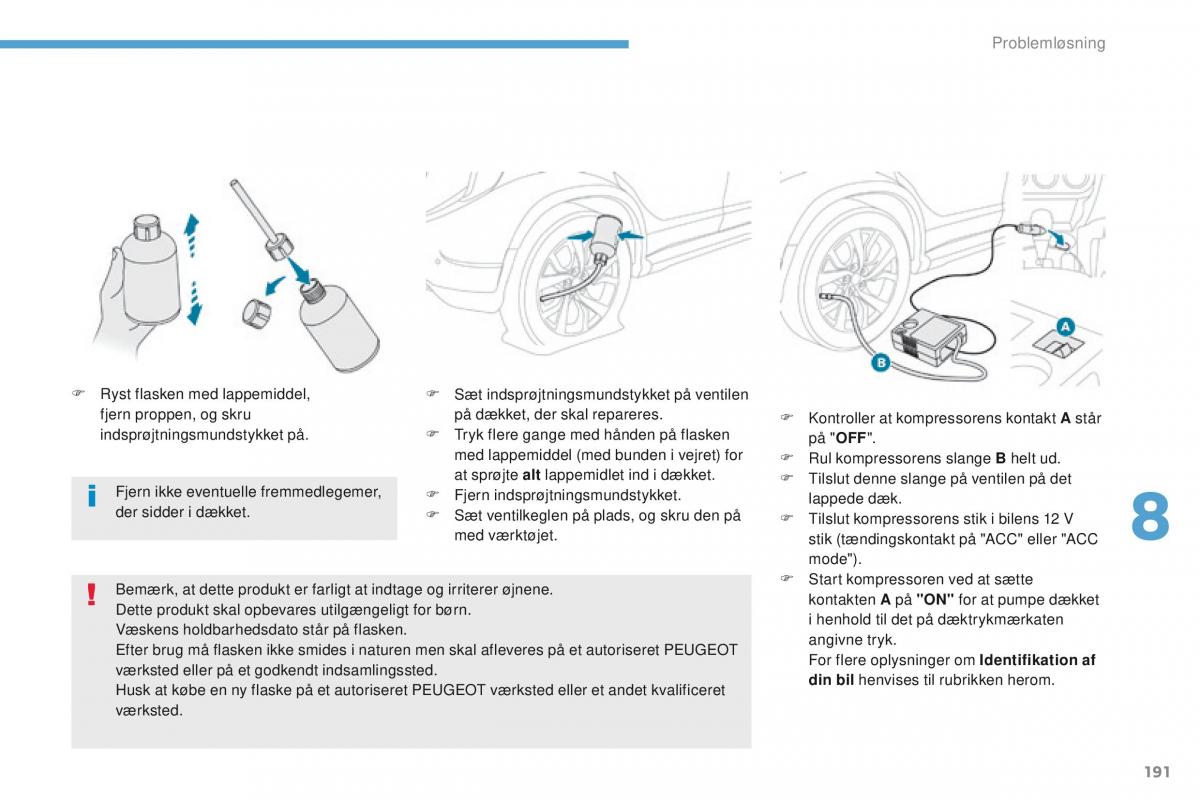 Peugeot 4008 Bilens instruktionsbog / page 193