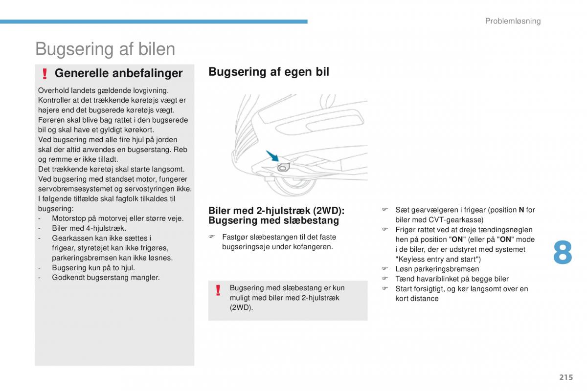 Peugeot 4008 Bilens instruktionsbog / page 217