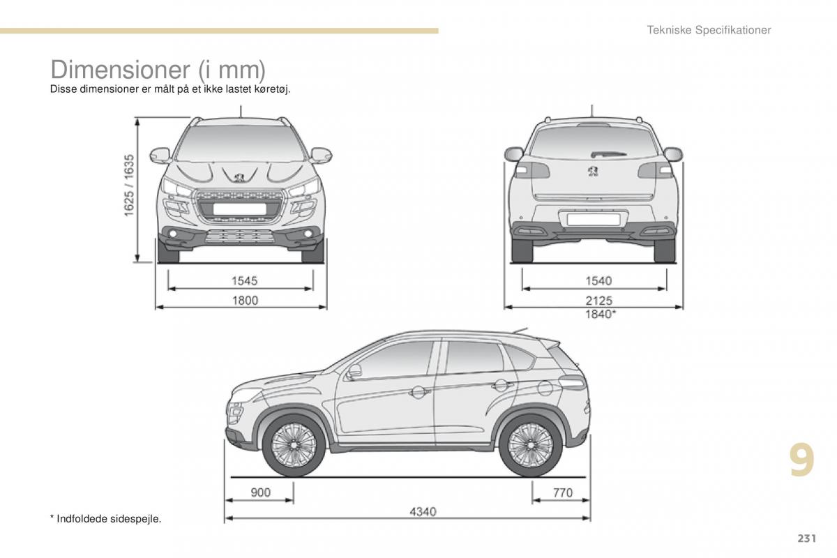 Peugeot 4008 Bilens instruktionsbog / page 233