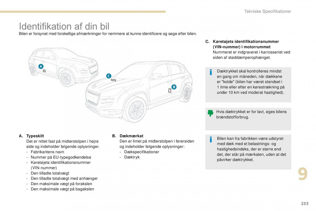 Peugeot 4008 Bilens instruktionsbog / page 235