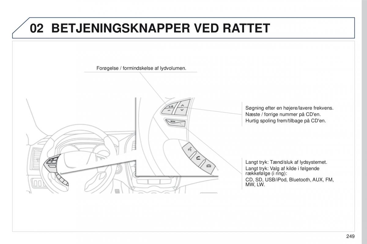 Peugeot 4008 Bilens instruktionsbog / page 251