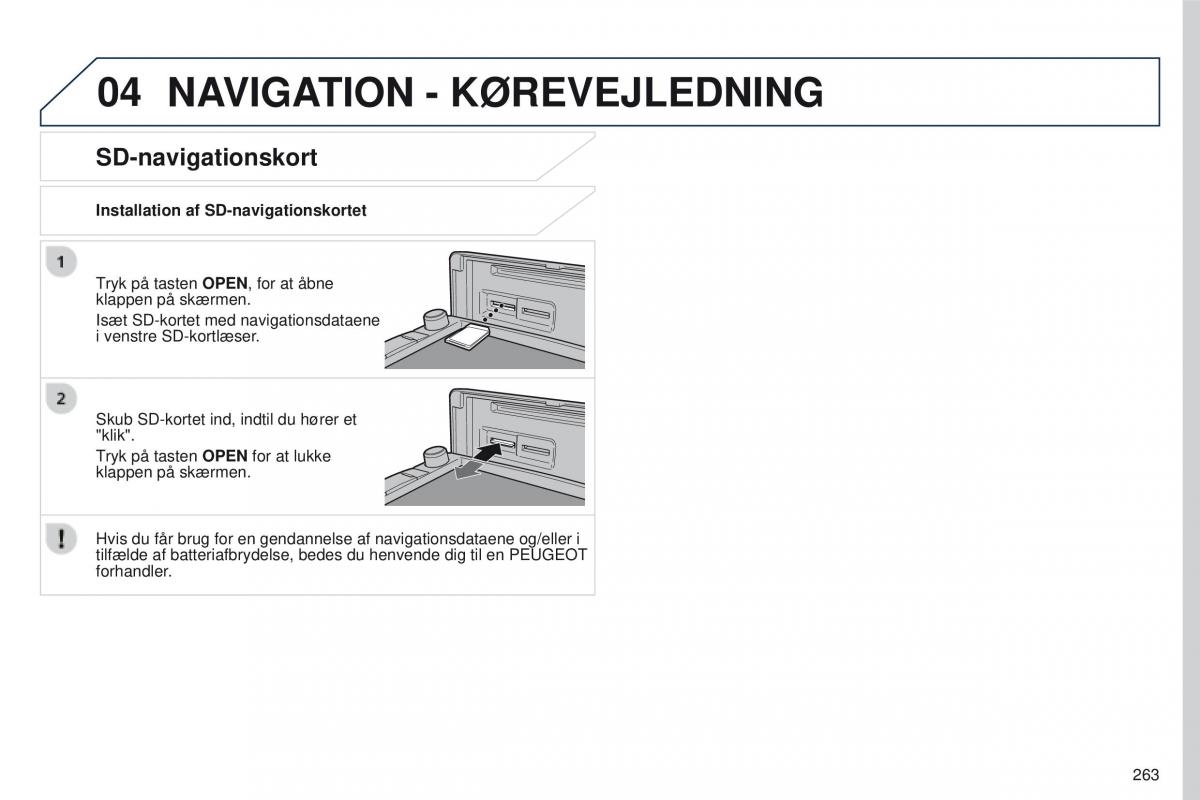 Peugeot 4008 Bilens instruktionsbog / page 265