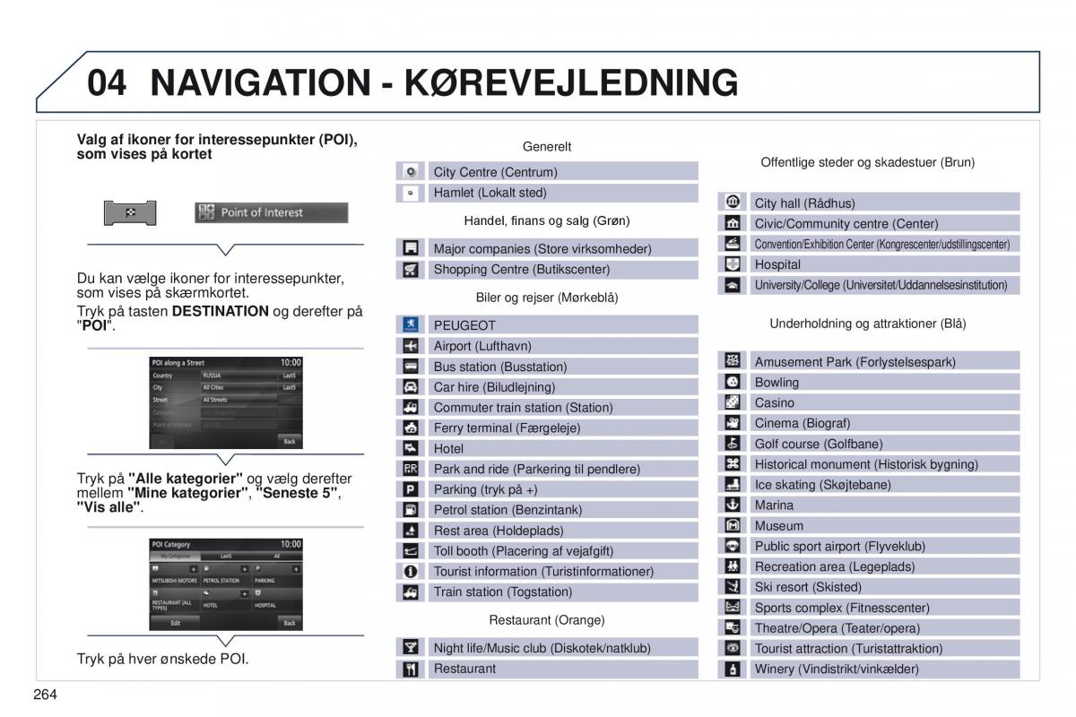 Peugeot 4008 Bilens instruktionsbog / page 266