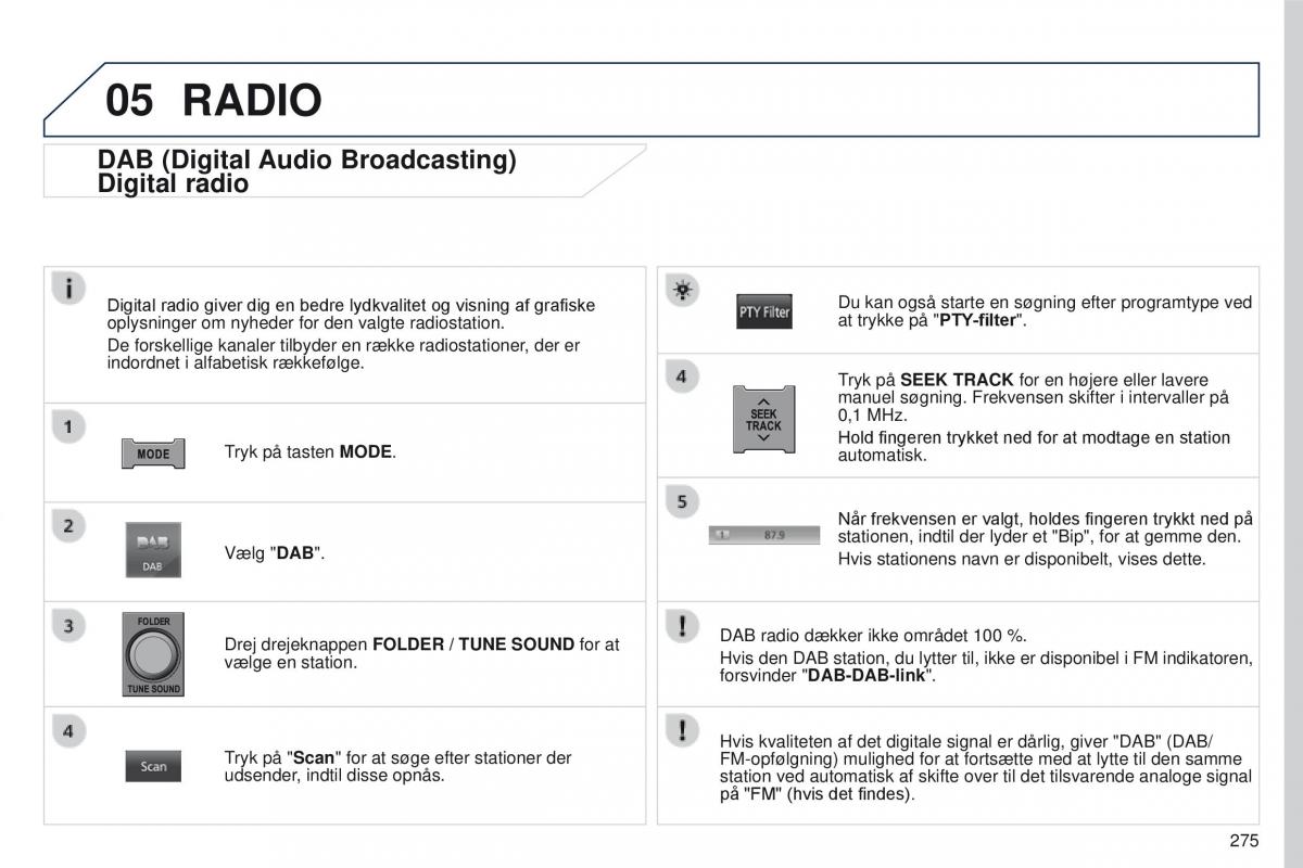 Peugeot 4008 Bilens instruktionsbog / page 277