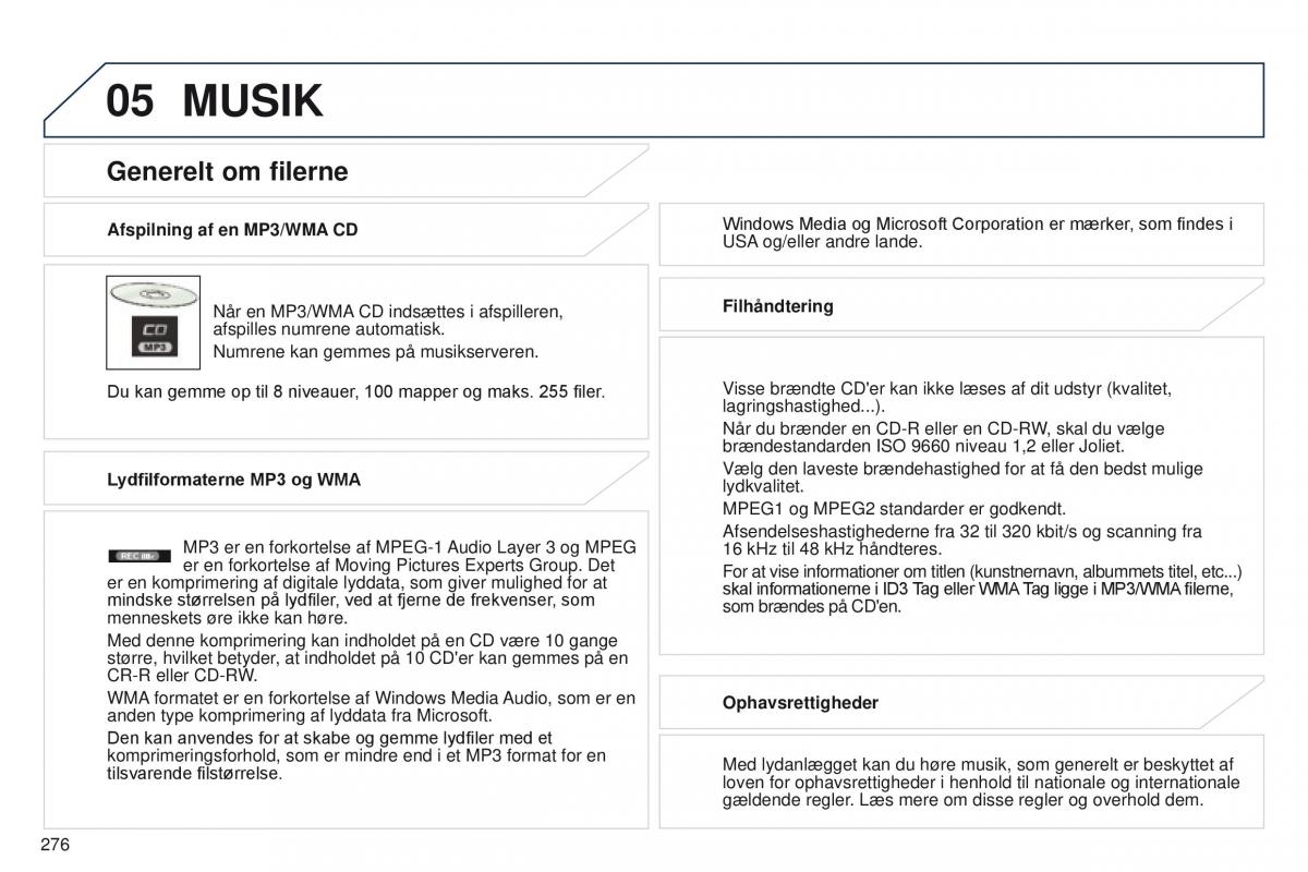 Peugeot 4008 Bilens instruktionsbog / page 278