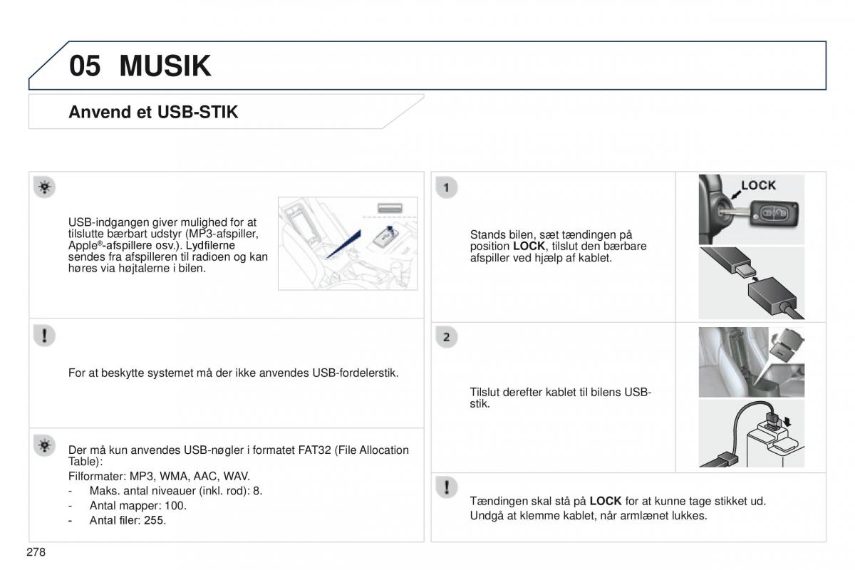 Peugeot 4008 Bilens instruktionsbog / page 280