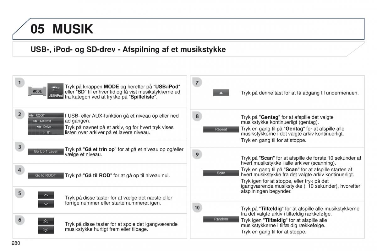 Peugeot 4008 Bilens instruktionsbog / page 282