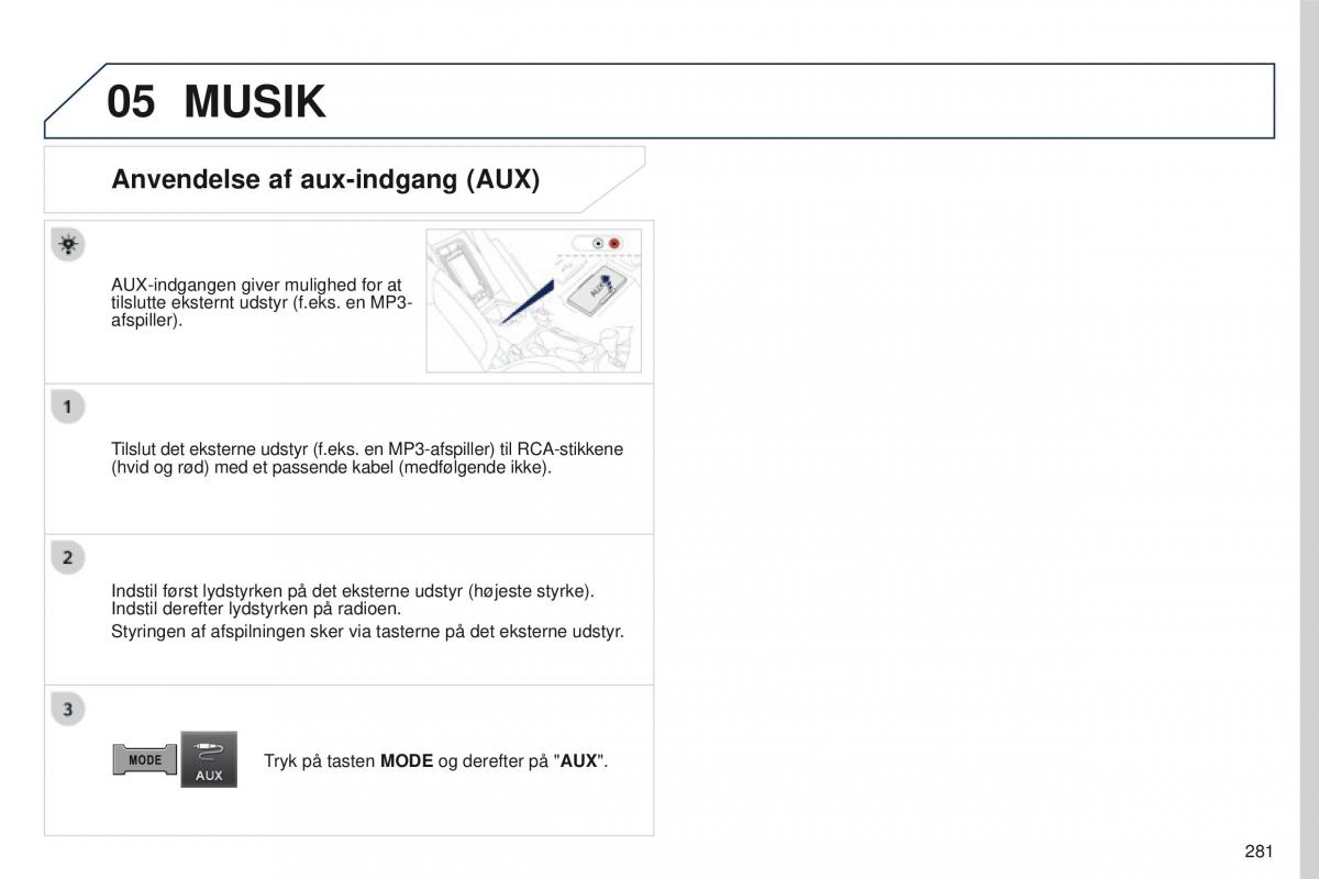 Peugeot 4008 Bilens instruktionsbog / page 283