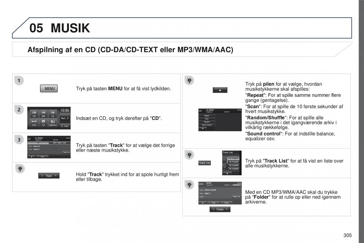 Peugeot 4008 Bilens instruktionsbog / page 307