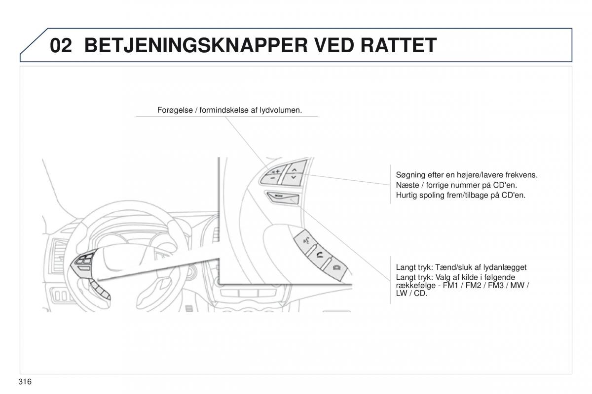 Peugeot 4008 Bilens instruktionsbog / page 318