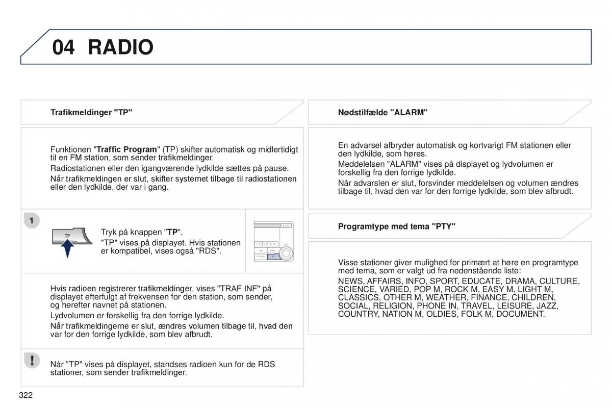 Peugeot 4008 Bilens instruktionsbog / page 324