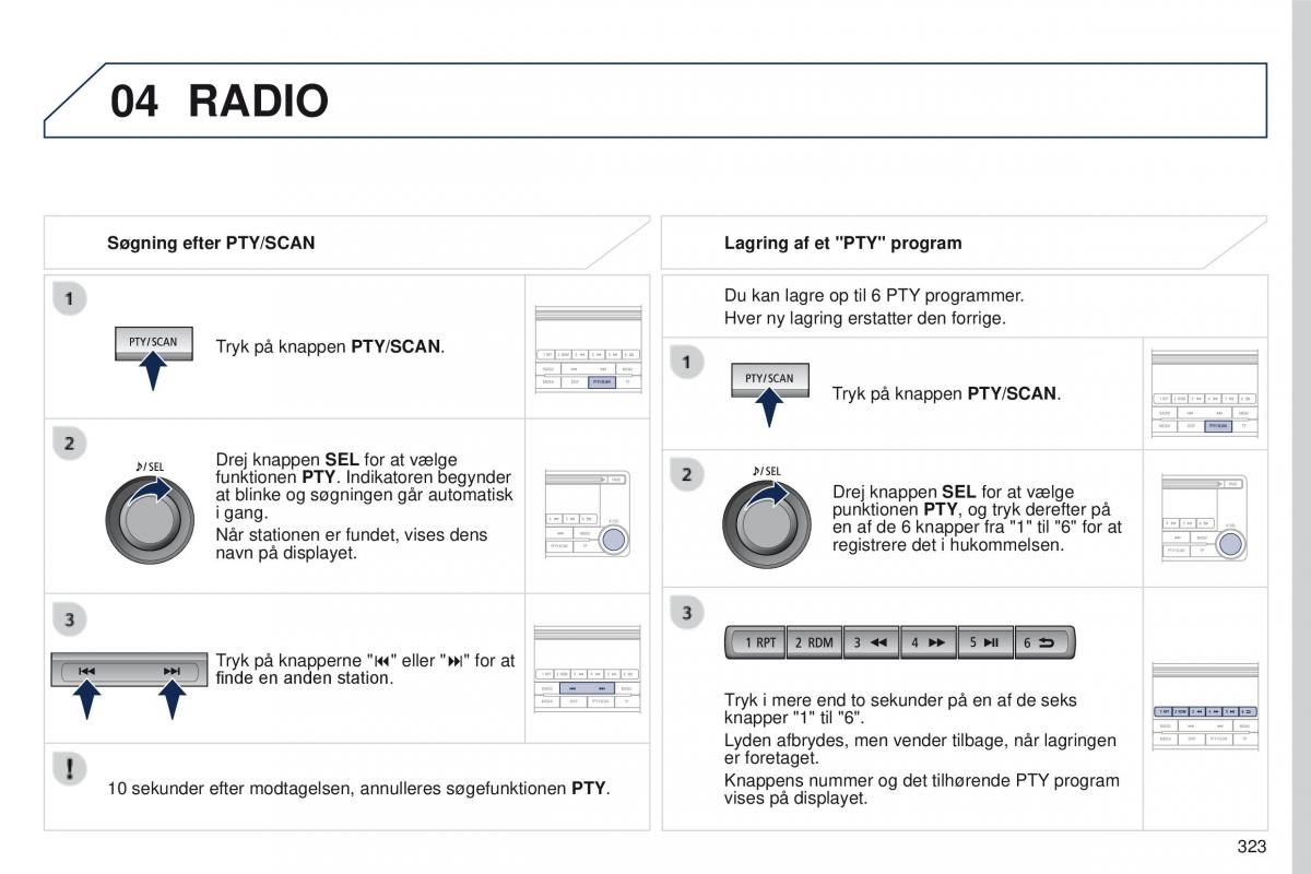 Peugeot 4008 Bilens instruktionsbog / page 325