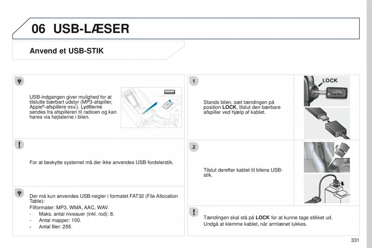 Peugeot 4008 Bilens instruktionsbog / page 333