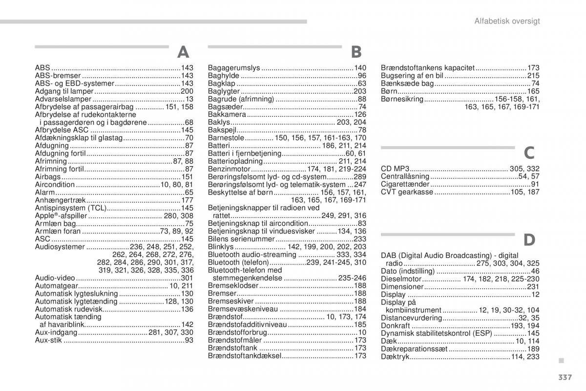 Peugeot 4008 Bilens instruktionsbog / page 339