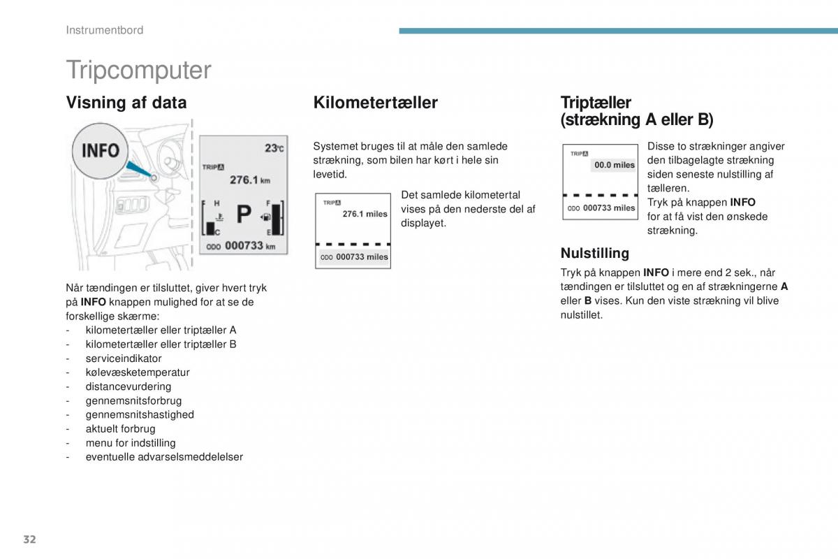 Peugeot 4008 Bilens instruktionsbog / page 34