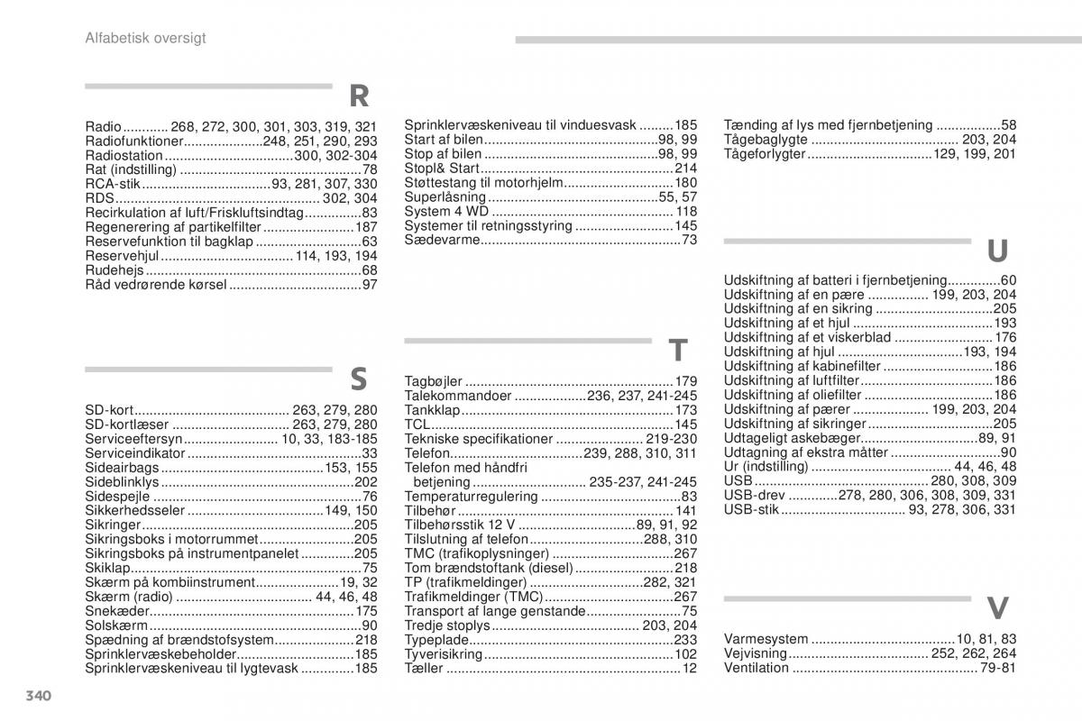 Peugeot 4008 Bilens instruktionsbog / page 342