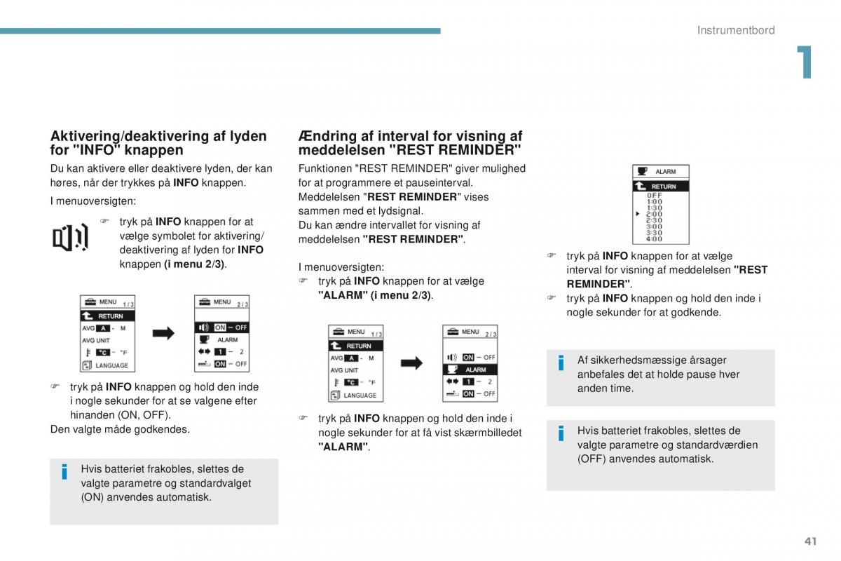 Peugeot 4008 Bilens instruktionsbog / page 43