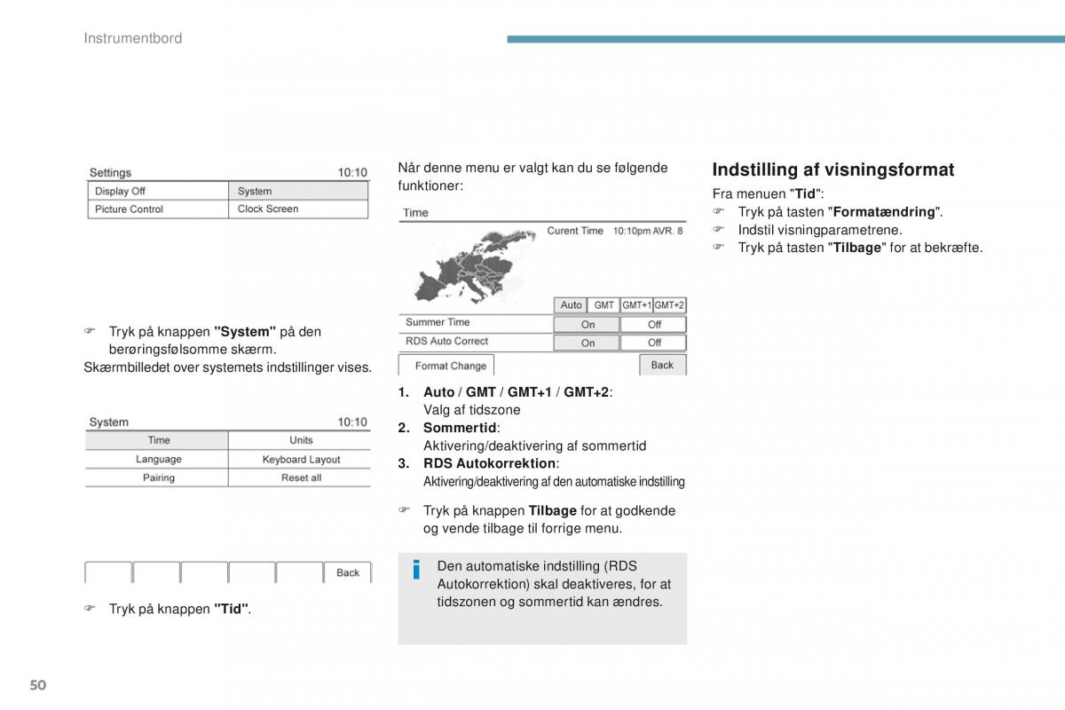 Peugeot 4008 Bilens instruktionsbog / page 52