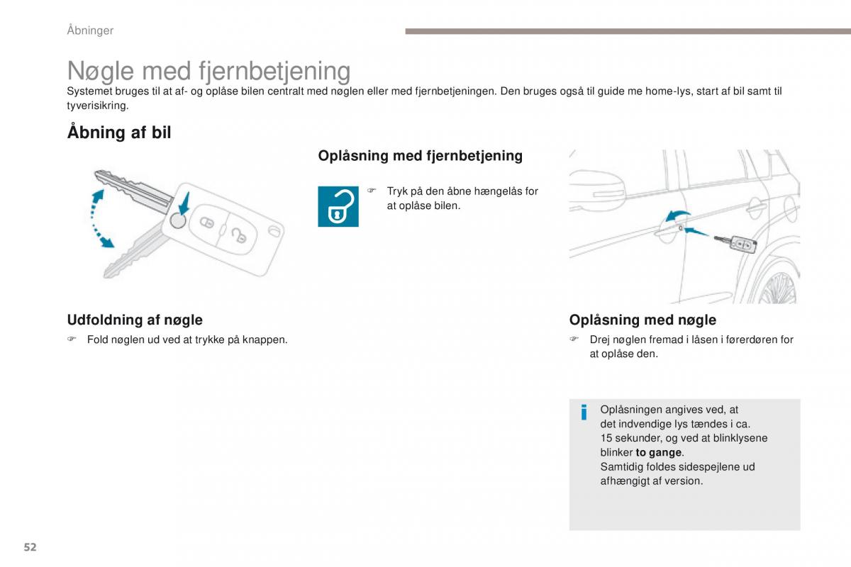 Peugeot 4008 Bilens instruktionsbog / page 54