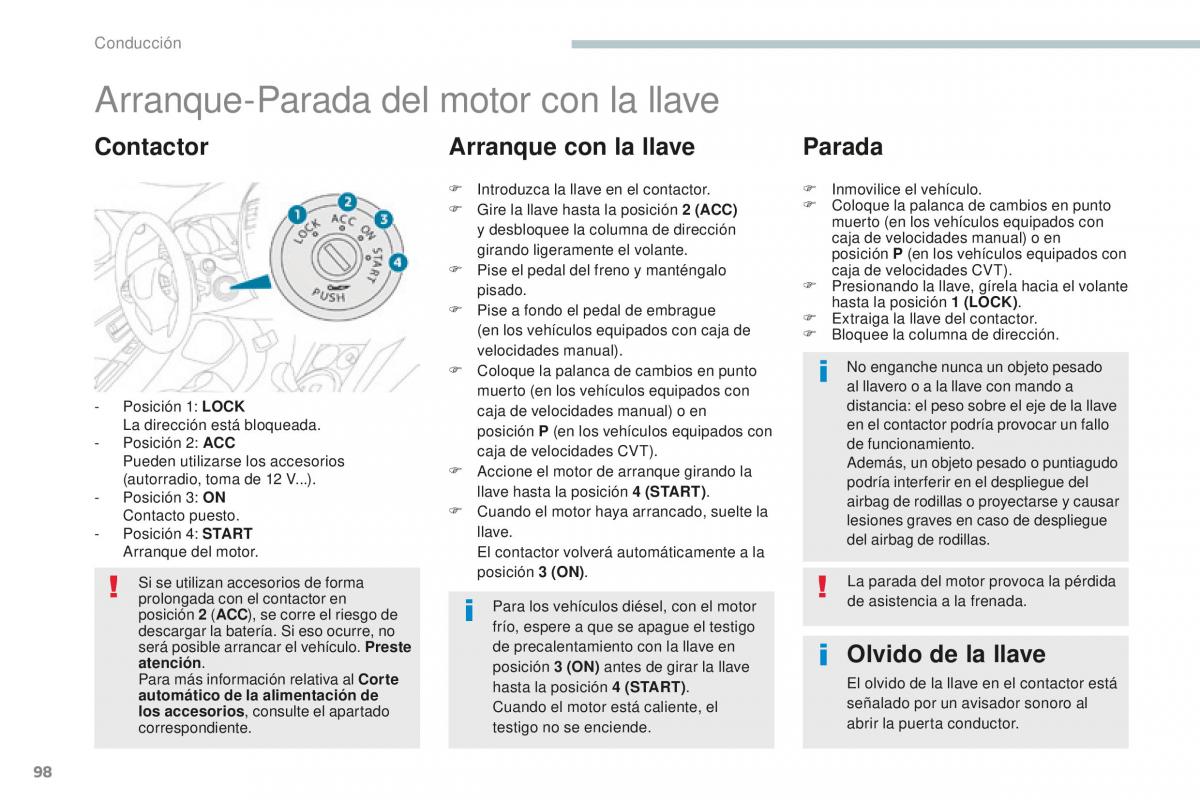 Peugeot 4008 manual del propietario / page 100