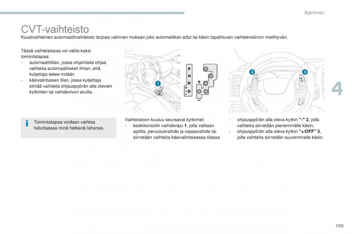 Peugeot 4008 omistajan kasikirja / page 107