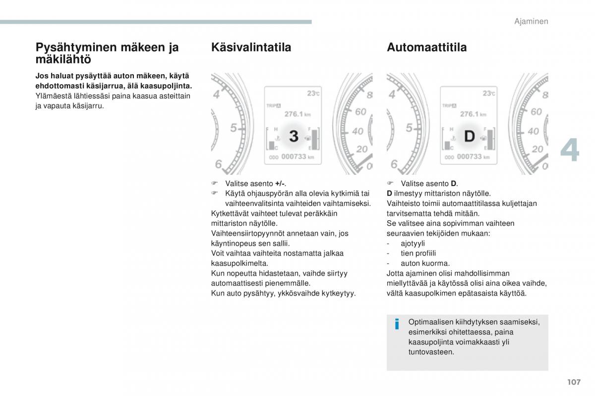 Peugeot 4008 omistajan kasikirja / page 109