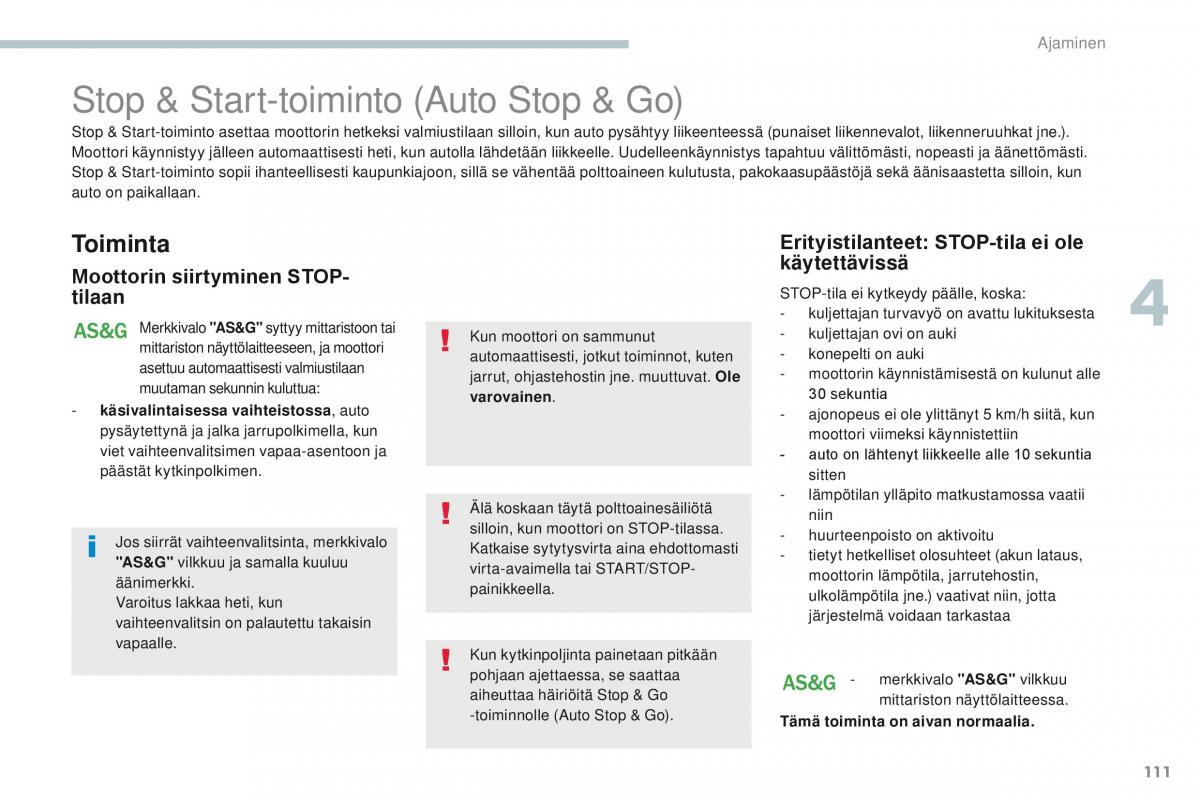 Peugeot 4008 omistajan kasikirja / page 113