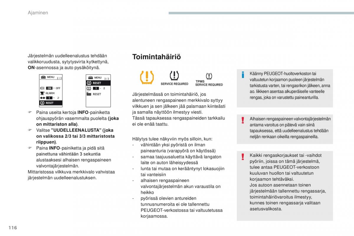 Peugeot 4008 omistajan kasikirja / page 118