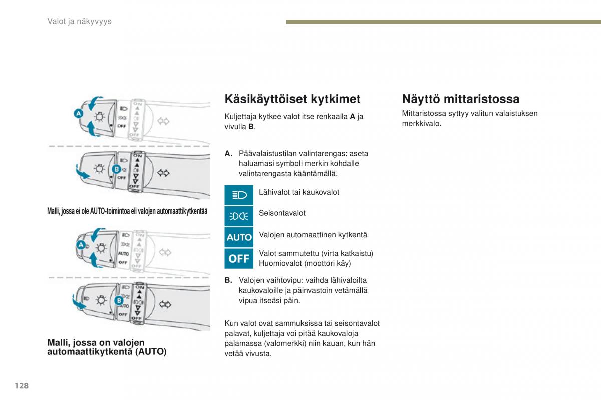 Peugeot 4008 omistajan kasikirja / page 130