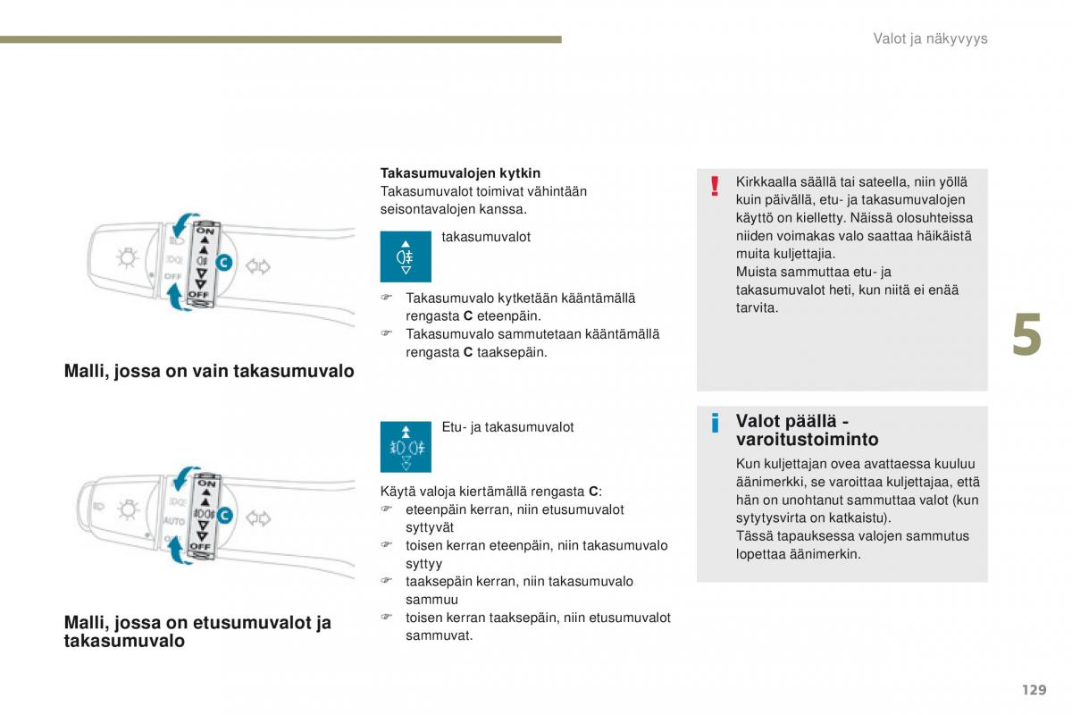 Peugeot 4008 omistajan kasikirja / page 131