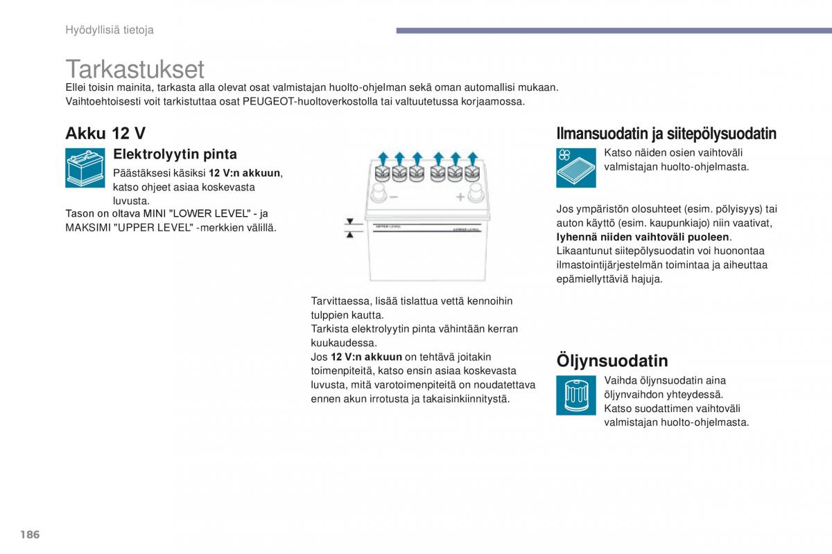 Peugeot 4008 omistajan kasikirja / page 188