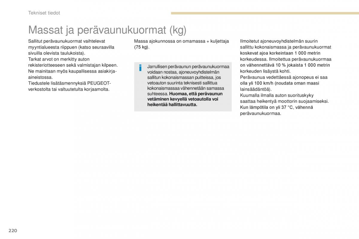 Peugeot 4008 omistajan kasikirja / page 222