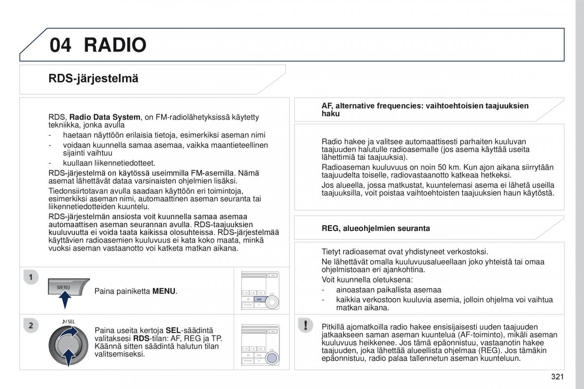 Peugeot 4008 omistajan kasikirja / page 323