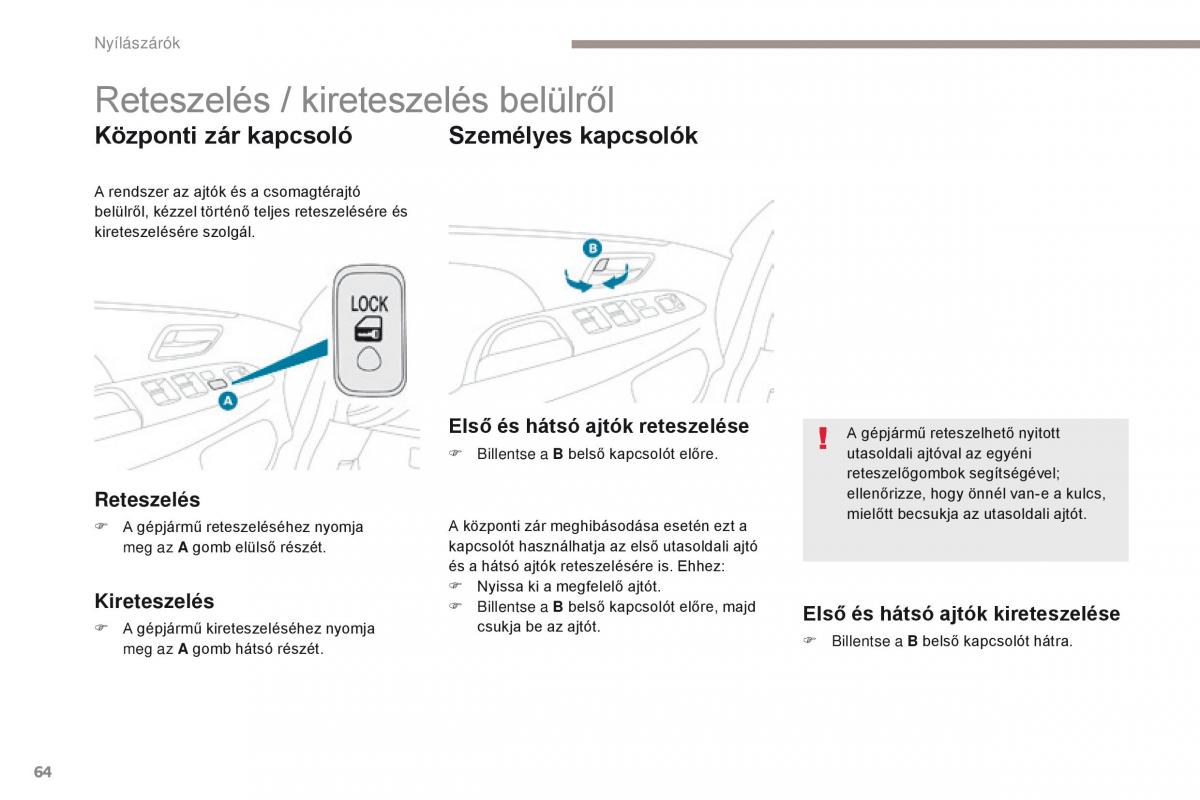 Peugeot 4008 Kezelesi utmutato / page 66