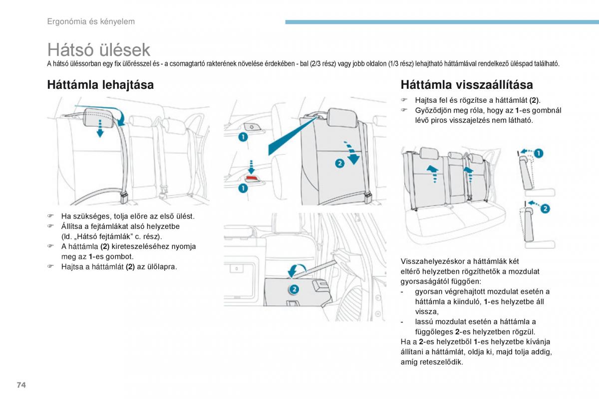 Peugeot 4008 Kezelesi utmutato / page 76