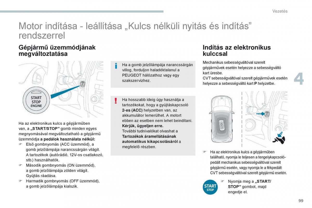 Peugeot 4008 Kezelesi utmutato / page 101