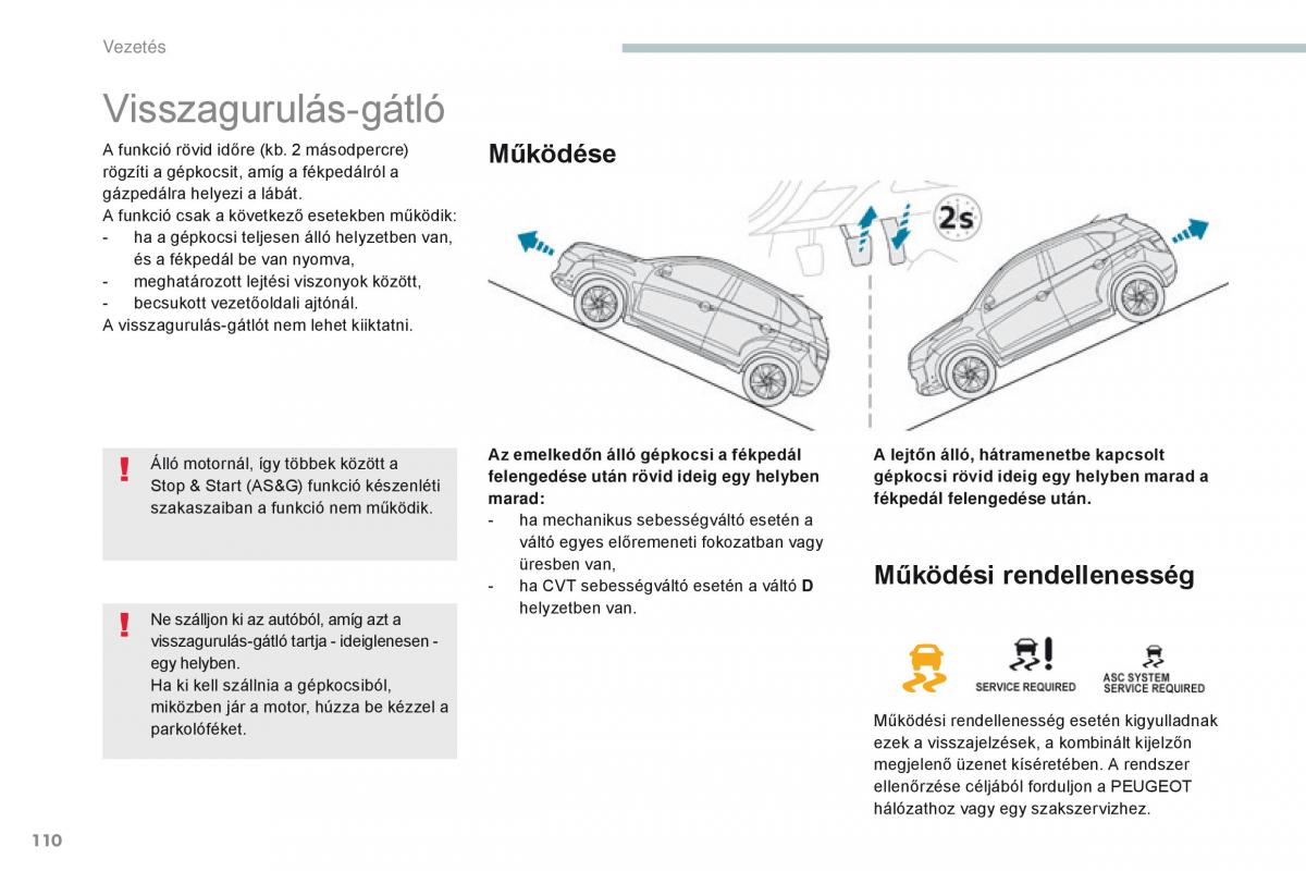 Peugeot 4008 Kezelesi utmutato / page 112