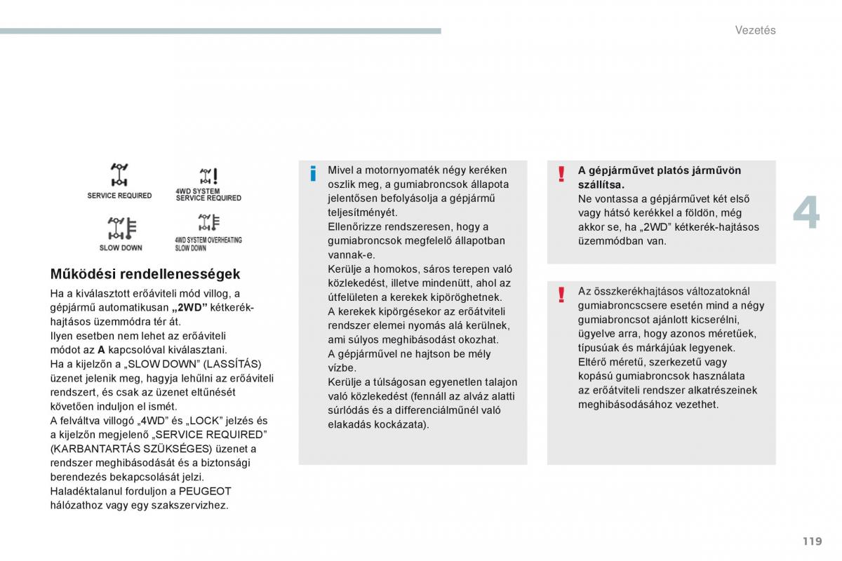 Peugeot 4008 Kezelesi utmutato / page 121