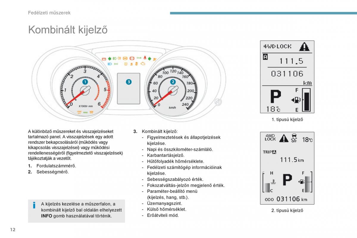 Peugeot 4008 Kezelesi utmutato / page 14