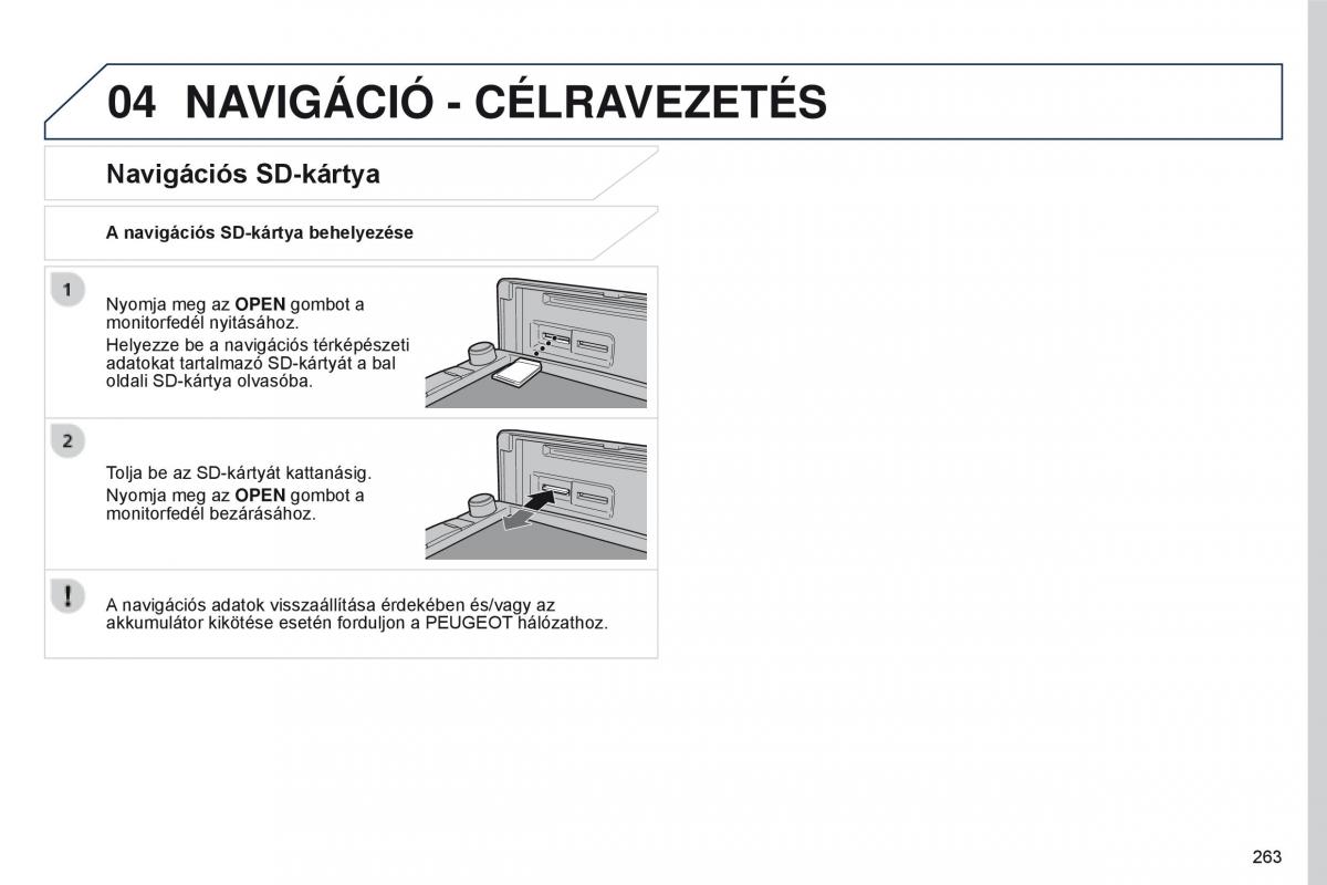 Peugeot 4008 Kezelesi utmutato / page 265