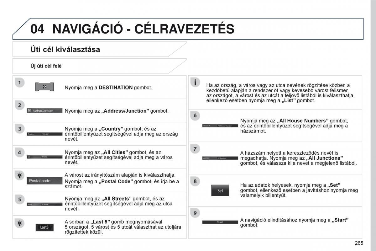 Peugeot 4008 Kezelesi utmutato / page 267