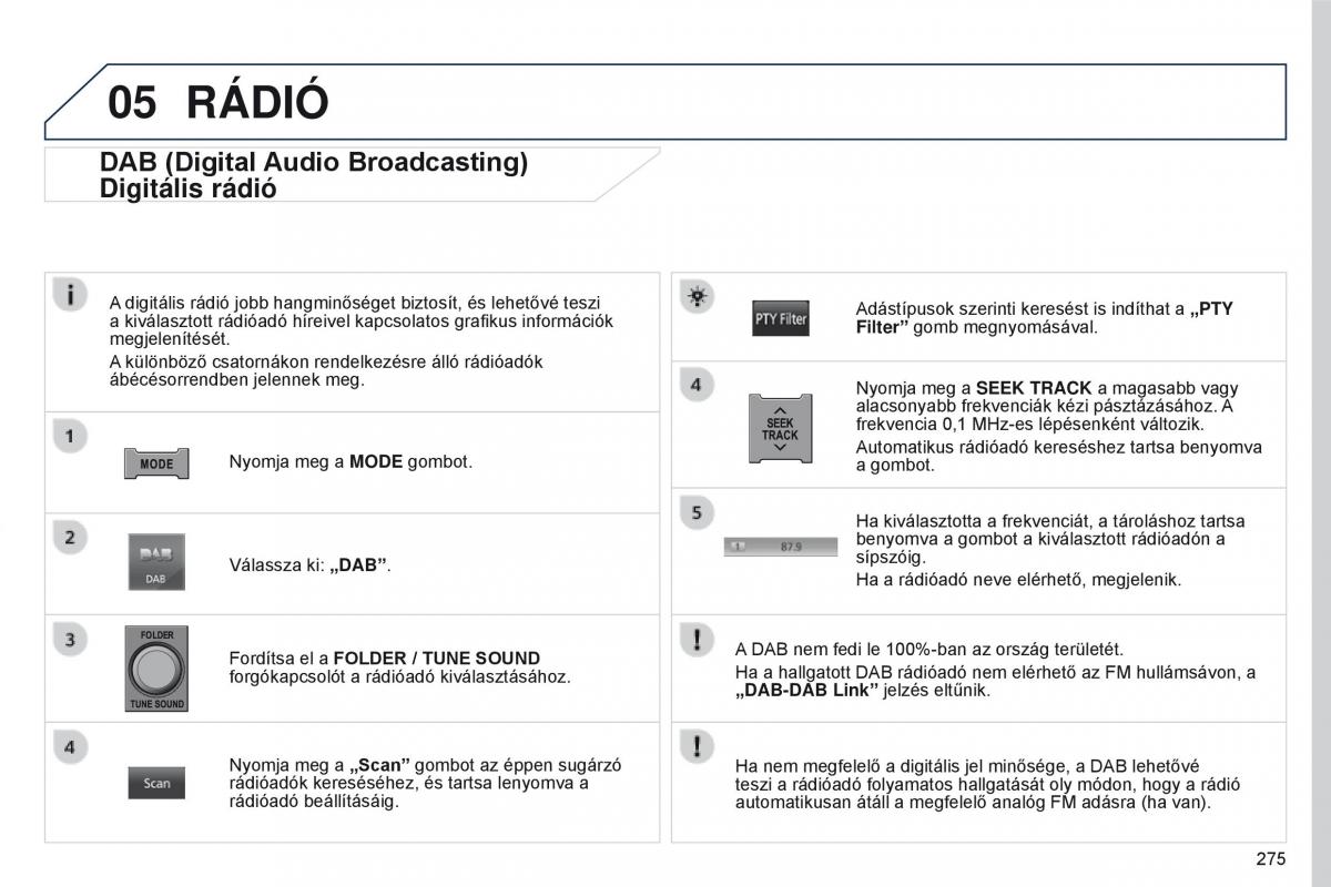 Peugeot 4008 Kezelesi utmutato / page 277