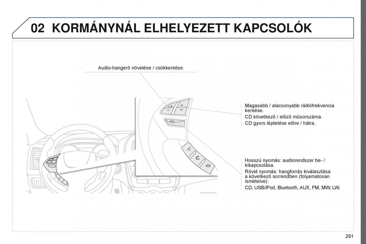 Peugeot 4008 Kezelesi utmutato / page 293