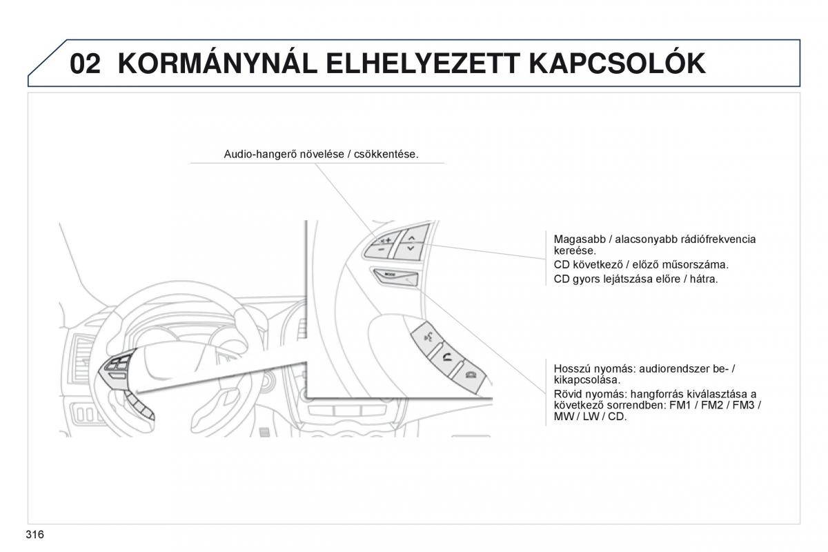 Peugeot 4008 Kezelesi utmutato / page 318